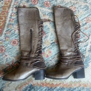 Freebird Women’s Coal Leather Lace Up Boots Festival Western Cowgirl Boots Sz 7